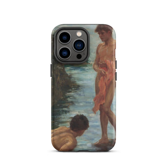A Bathing Group - Henry Scott Tuke Iphone Case, 13 Pro / Matte, Smartphone Case Painted Scene Two Nude Figures Body