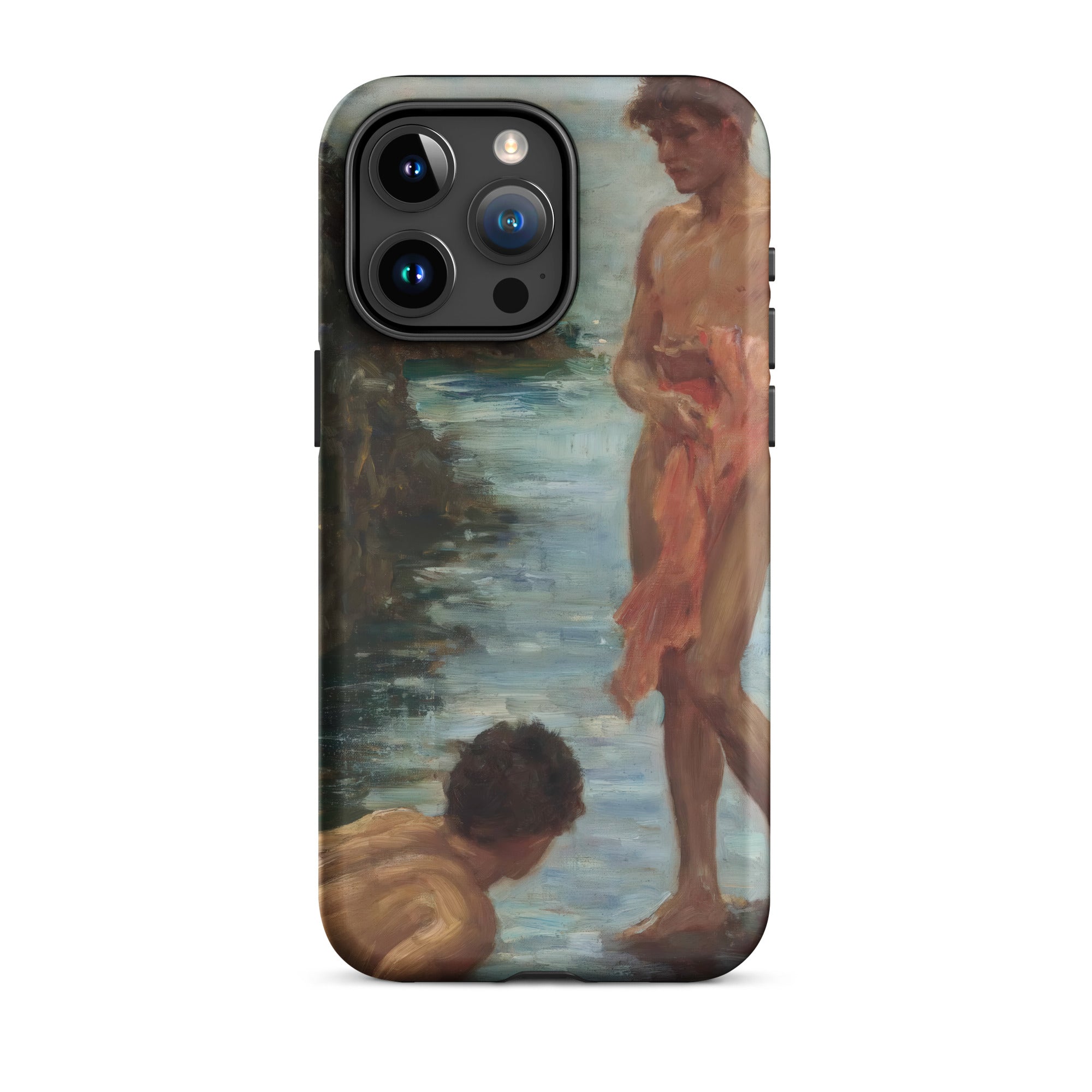 A Bathing Group Henry Scott Tuke Iphone Case, 15 Pro Max / Matte, Iphone Phone Case Classical Painting Two Figures Body