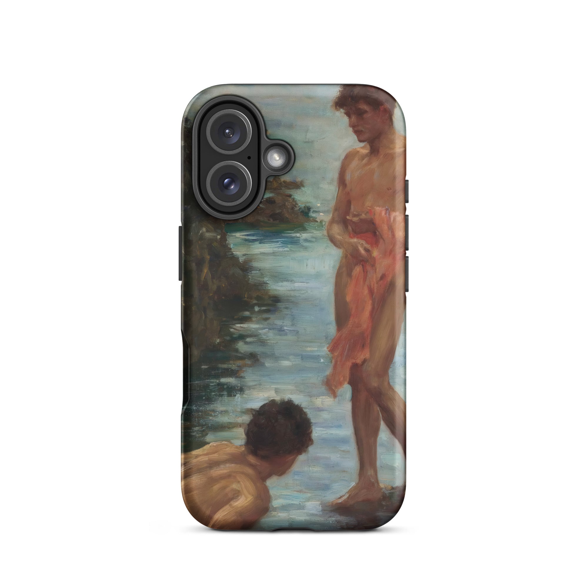 A Bathing Group Henry Scott Tuke Iphone Case, 16 / Matte, Smartphone Case Classical Painting Two Figures Stream
