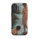 A Bathing Group Henry Scott Tuke Iphone Case, 16 Plus / Matte, Smartphone Painting Two Figures Water Case