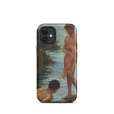A Bathing Group - Henry Scott Tuke Phone Case Iphone 12 Mini / Matte Black Smartphone Classical Painting Two Figures Stream Case Tuke’s