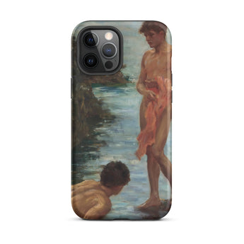 A Bathing Group - Henry Scott Tuke Phone Case Iphone 12 Pro Max / Matte Iphone 14 Pro Max Case Painting Two Nude Tuke’s Fluid Brushwork,