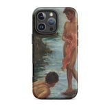 A Bathing Group - Henry Scott Tuke Phone Case Iphone 16 Pro Max / Matte Iphone Classical Painting Two Figures River Case Tuke’s Fluid