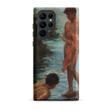 A Bathing Group - Henry Scott Tuke Phone Case Samsung Galaxy S22 Ultra / Matte Phone Case Classical Painting Two Nude Figures Water Tuke’s