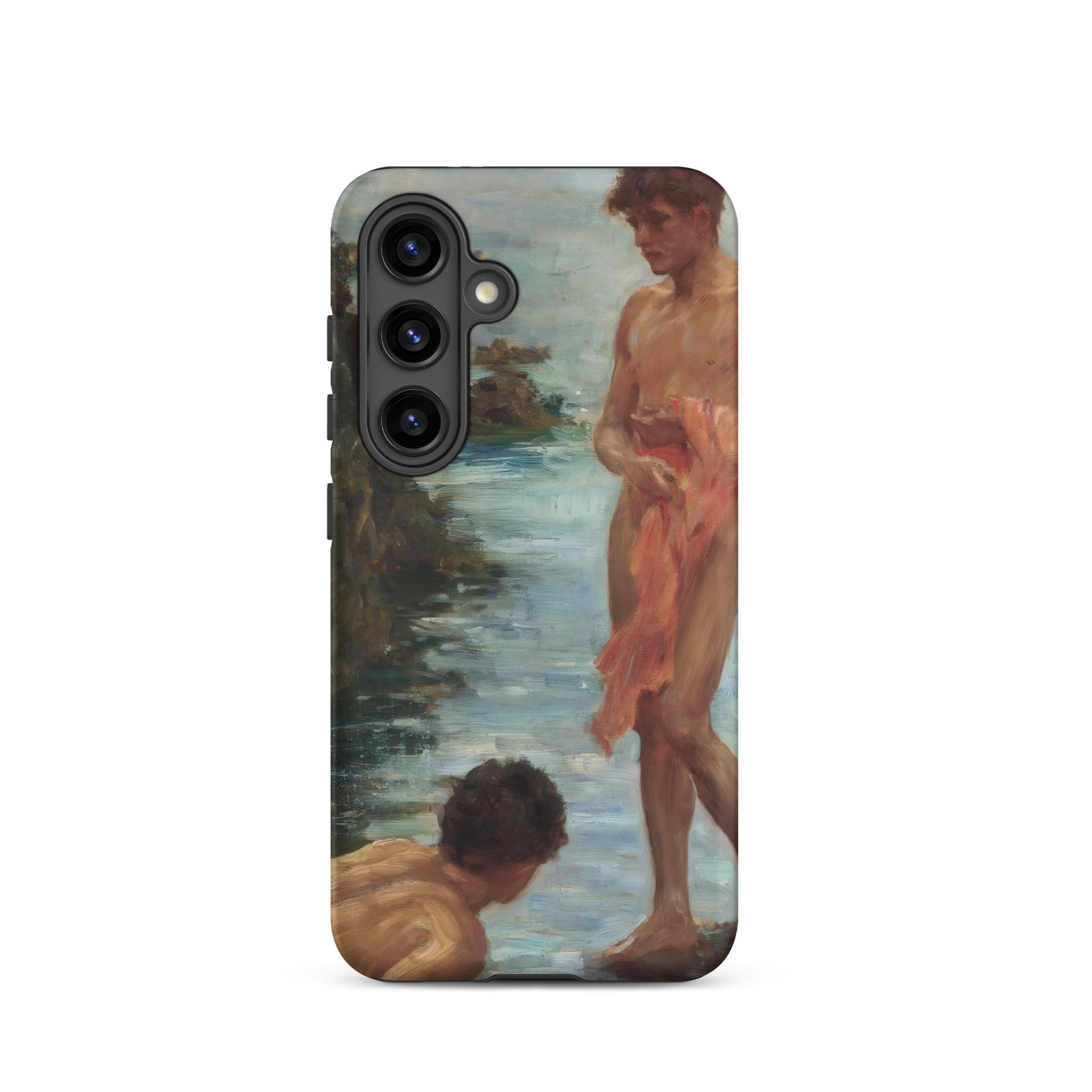 A Bathing Group Henry Scott Tuke Samsung Case, Galaxy S24 / Matte, Phone Case Classical Painting Two Figures River