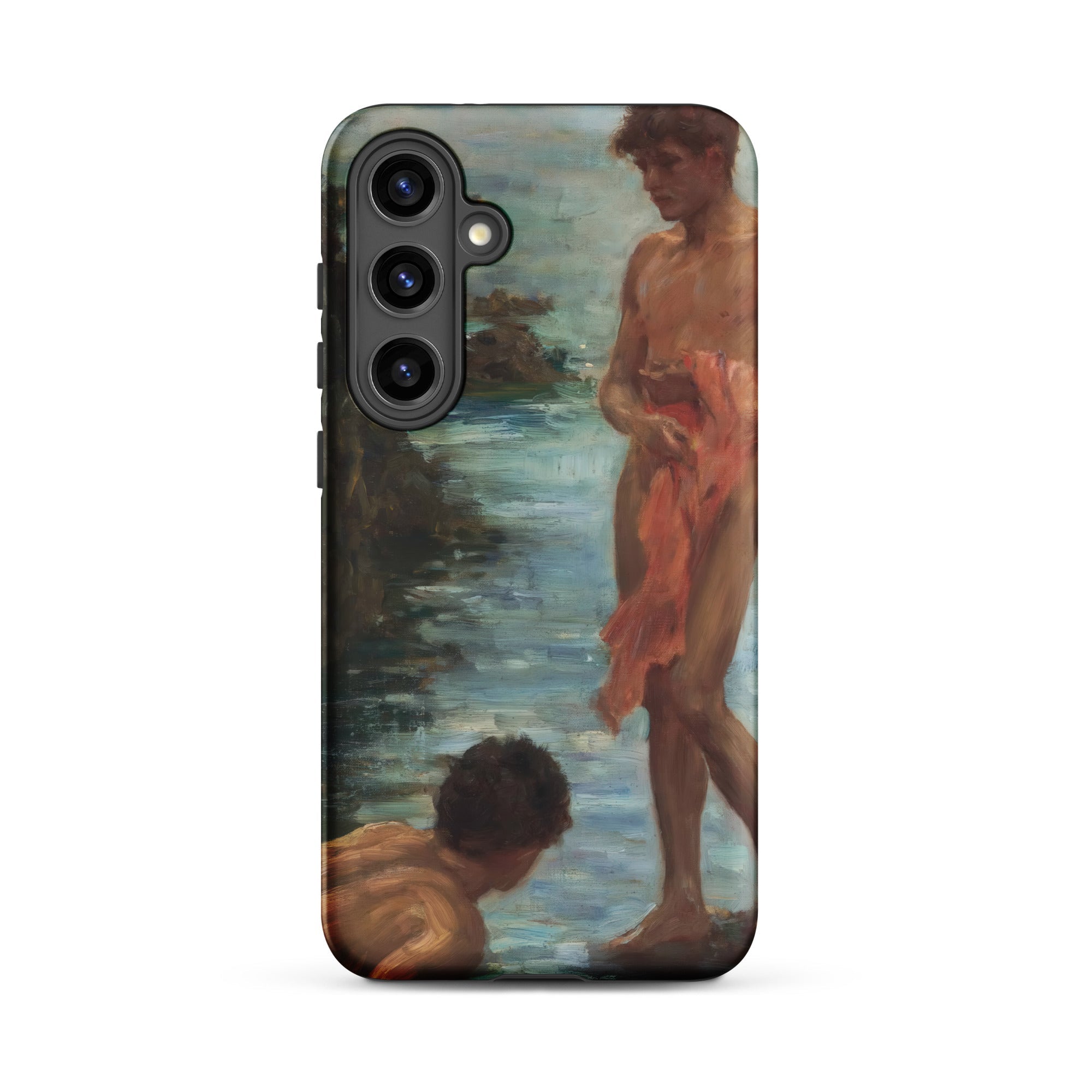 A Bathing Group Henry Scott Tuke Samsung Case, Galaxy S24 Plus / Matte, Smartphone Case Classical Painting Two Figures Body Water