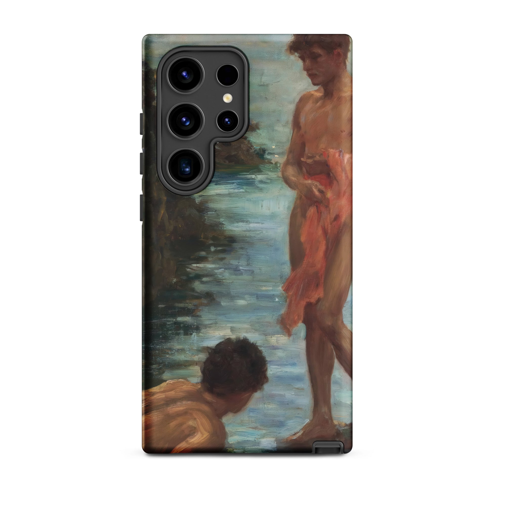 A Bathing Group Henry Scott Tuke Samsung Case, Galaxy S24 Ultra / Matte, Smartphone Case Classical Painting Two Figures Body Water
