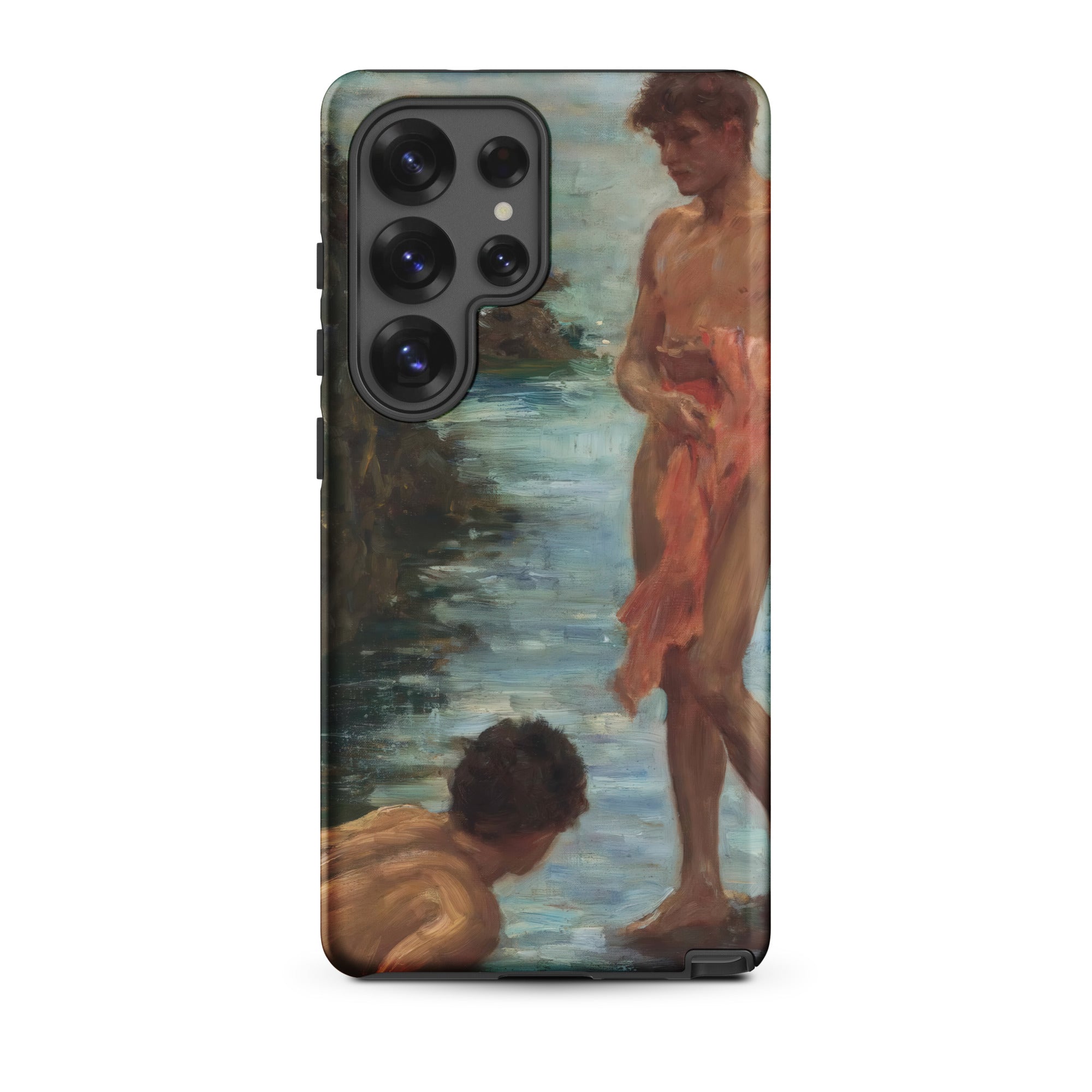 A Bathing Group Henry Scott Tuke Samsung Case, Galaxy S25 Ultra / Matte, Smartphone Case Painted Two Nude Figures Body Water