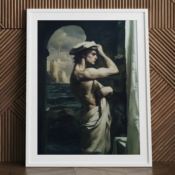 Bathsheba - Neoklassischer Kunstdruck eines schwulen Seemanns, 24x32'' / 61x81cm / Weißer Rahmen / 2'' Passepartout, Poster Drucke & Visuelle Kunstwerke, Toby Leon