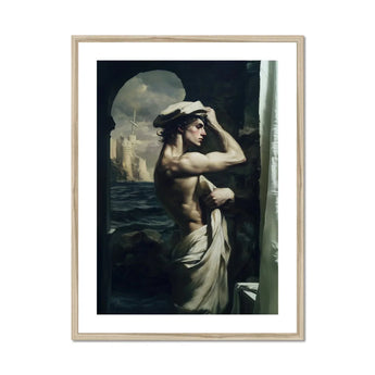 Bathsheba - Neoclassical Gay Sailor Art Print, Dramatic Artistic Photograph Muscular Figure Draped White Fabric