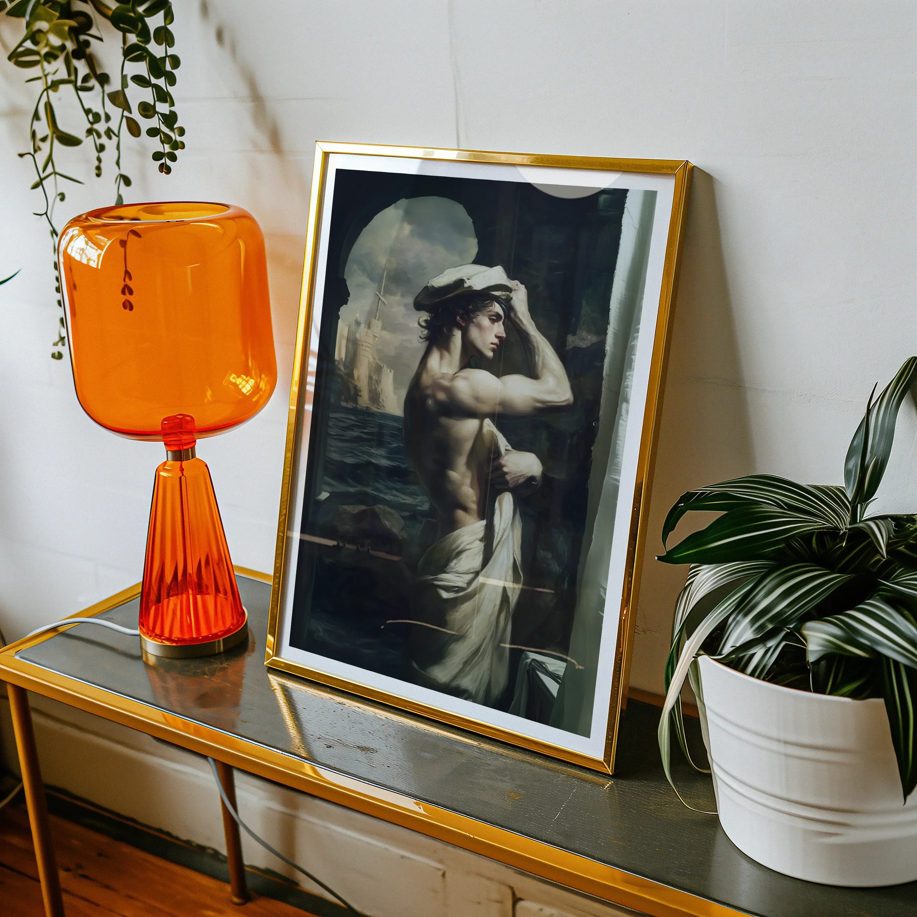 Bathsheba - Neoclassical Gay Sailor Art Print, 18’’x24’’ / Unframed, Kite-943930670, Vintage Black White Photograph