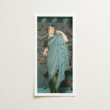 Framed Print Woman Teal Green Draped Attire Tennis Albert Joseph Moore, Moore’s Battledore, Victorian Aestheticism