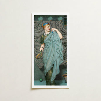 Framed Print Woman Teal Green Draped Attire Tennis Albert Joseph Moore, Moore’s Battledore, Victorian Aestheticism