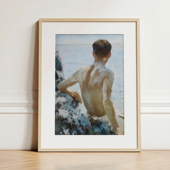 Beach Study - Henry Scott Tuke Art Print / Canvas, 12x16’’ / 31x41cm / Natural Frame / Matboard, Posters Prints & Visual Artwork, Toby Leon