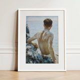 Beach Study - Henry Scott Tuke Art Print / Canvas, 12x16’’ / 31x41cm / White Frame / Matboard, Posters Prints & Visual Artwork, Toby Leon