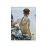 Beach Study - Henry Scott Tuke Art Print / Canvas Oil Painting Young Man Sea Maritime Rapture Unspools, Soft Oil-laden Murmurs, Henry Scott