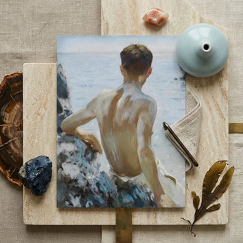 Beach Study - Henry Scott Tuke Art Print / Canvas Soft Impressionistic Oil Painting Young Man Sea Maritime Rapture Unspools, Oil-laden