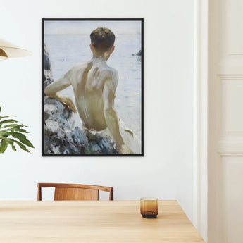 Beach Study - Henry Scott Tuke Coastal Framed Canvas, Framed Painting Man Sea