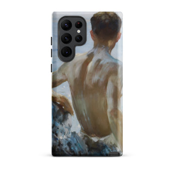 Beach Study - Henry Scott Tuke Phone Case Samsung Galaxy S22 Ultra / Matte Phone Case Painted Depiction Shirtless Man Water Textured Beach