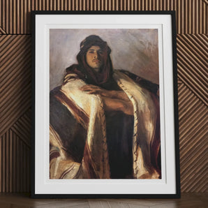 Bedouin Chief John Singer Sargent Art Print, 24x32’’ / 61x81cm / Unframed, Framed Portrait Painting Person Hooded Robe Cloak