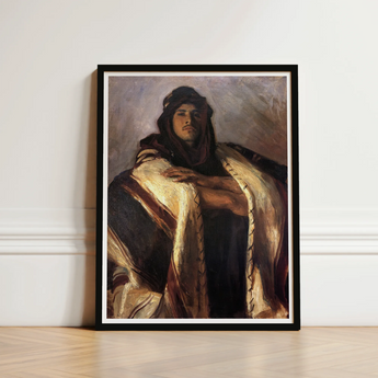Bedouin Chief - John Singer Sargent Art Print / Canvas Framed Portrait Man Dark Robes Hood Golden-brown Fabric, Commanding Presence Prints