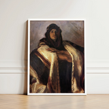 Bedouin Chief - John Singer Sargent Art Print / Canvas Framed Oil Painting Man Dark Robes Gold-trimmed Fabric, Commanding Presence Prints