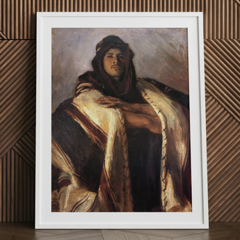 Bedouin Chief - John Singer Sargent Art Print / Canvas Framed Painting White Frame Man Dark Hair Beard John Singer Sargent, Bedouin Chief,