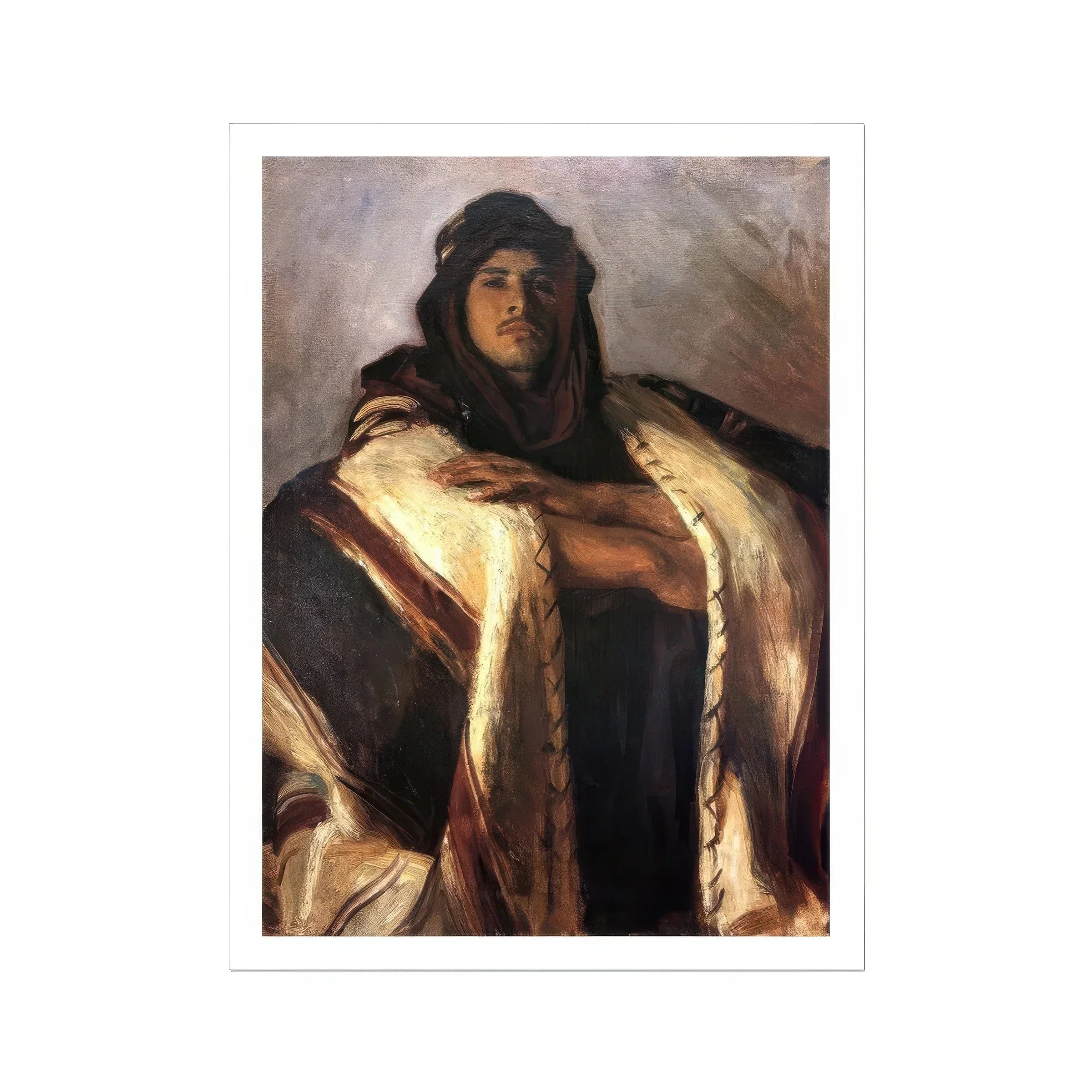 Bedouin Chief - John Singer Sargent Art Print, Portrait Painting Figure Traditional Middle Eastern Bedouin Clothing