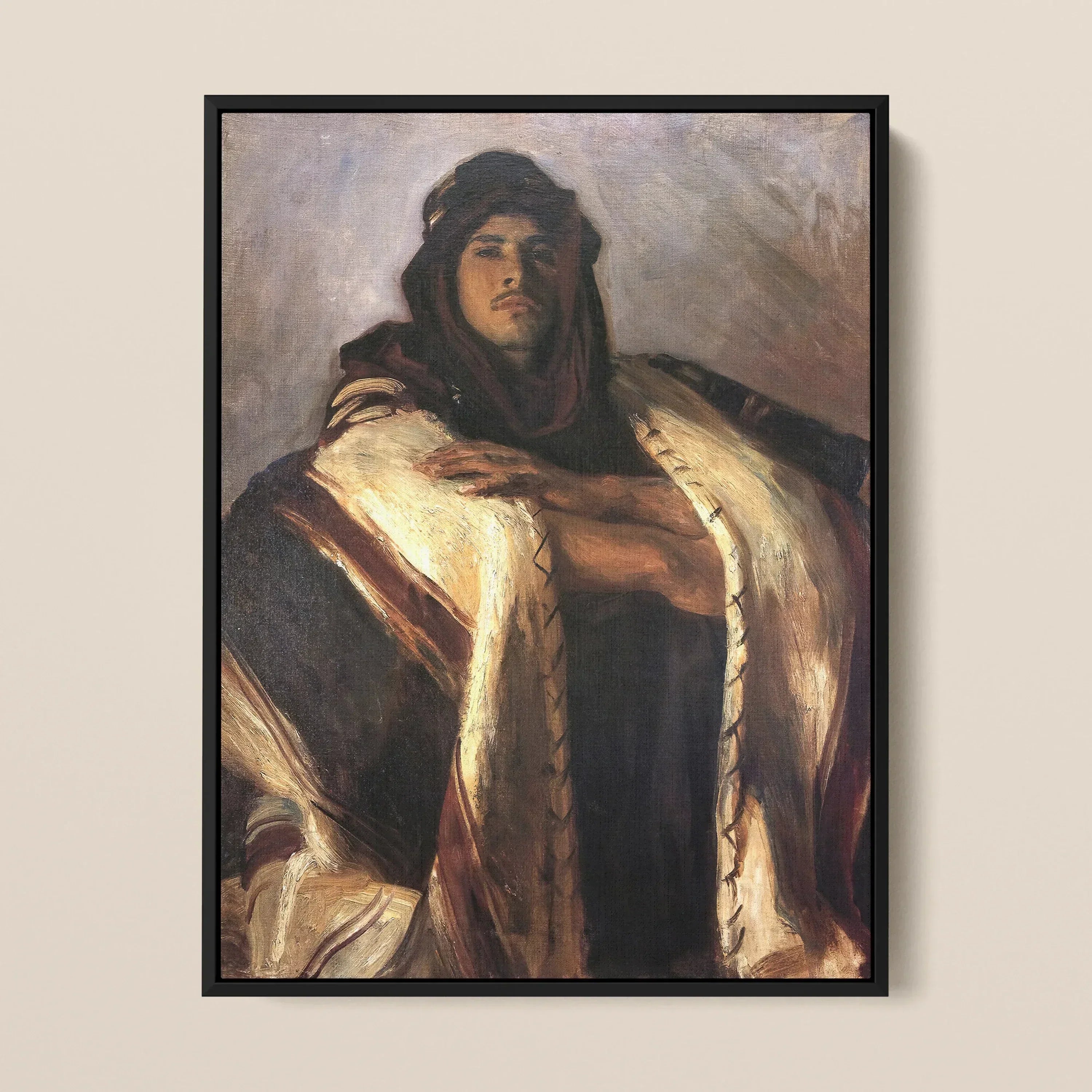 Bedouin Chief John Singer Sargent Framed Canvas, Portrait Painting Person Traditional Middle Eastern North African