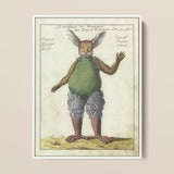 Beelzebub - Compendium of Demonology Art Print / Canvas Framed Vintage Illustration Mythical Creature Rabbit-like Ears Green Demonology Art