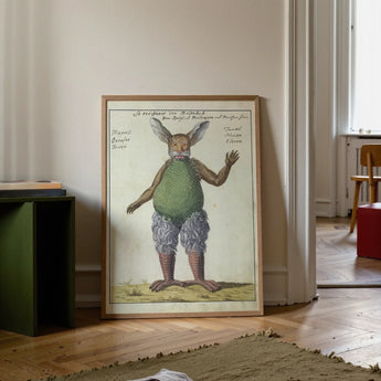 Beelzebub - Compendium of Demonology Art Print / Canvas Framed Vintage-style Illustration Humanoid Rabbit Green Textured Attire Demonology
