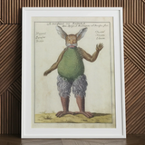Beelzebub - Compendium of Demonology Art Print / Canvas Green Rabbit Art Print White Frame Brown Background Demonology Print, Parchment