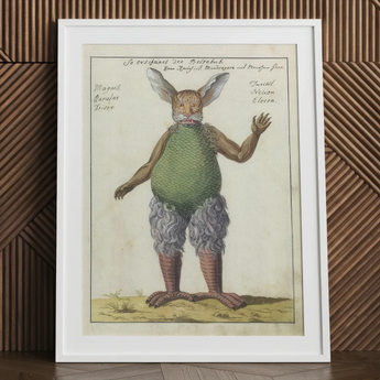 Beelzebub - Compendium of Demonology Art Print, Green Rabbit Art Print White Frame Brown Background