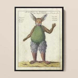 Beelzebub - Compendium of Demonology Framed Canvas, Green Rabbit Plush Toy Brown Fur Accents White