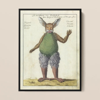 Beelzebub - Compendium of Demonology Framed Canvas, Green Rabbit Plush Toy Brown Fur Accents White