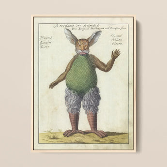 Beelzebub - Compendium of Demonology Framed Canvas, Green Rabbit Plush Toy Fur Paws Brown Eyes