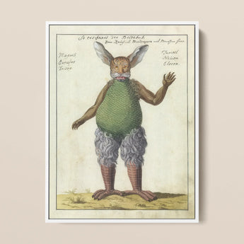 Beelzebub - Compendium of Demonology Framed Canvas, Green Rabbit Plush Toy Gray Fur Brown Ears