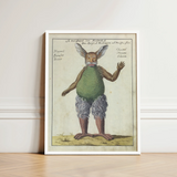 Framed Vintage Botanical Illustration Print Hybrid Creature Rabbit Demonology Art, Parchment Hush Rises, Lynx Whiskers