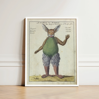 Framed Vintage Botanical Illustration Print Hybrid Creature Rabbit Demonology Art, Parchment Hush Rises, Lynx Whiskers
