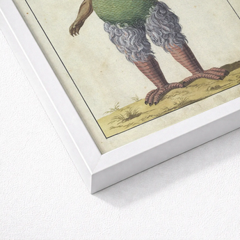 White Framed Vintage-style Illustration Mythical Creature Green Scaly Demonology Art Print, Parchment Hush Rises, Lynx Whiskers