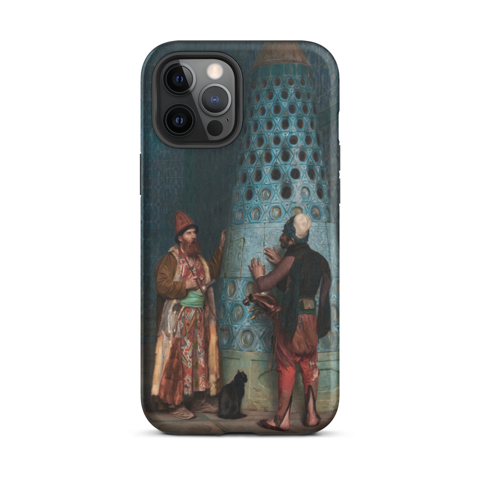 Before the Audience Jean Leon Gerome Iphone Case, 12 Pro Max / Matte, Black Iphone Classical Painting Two Figures Cat Blue