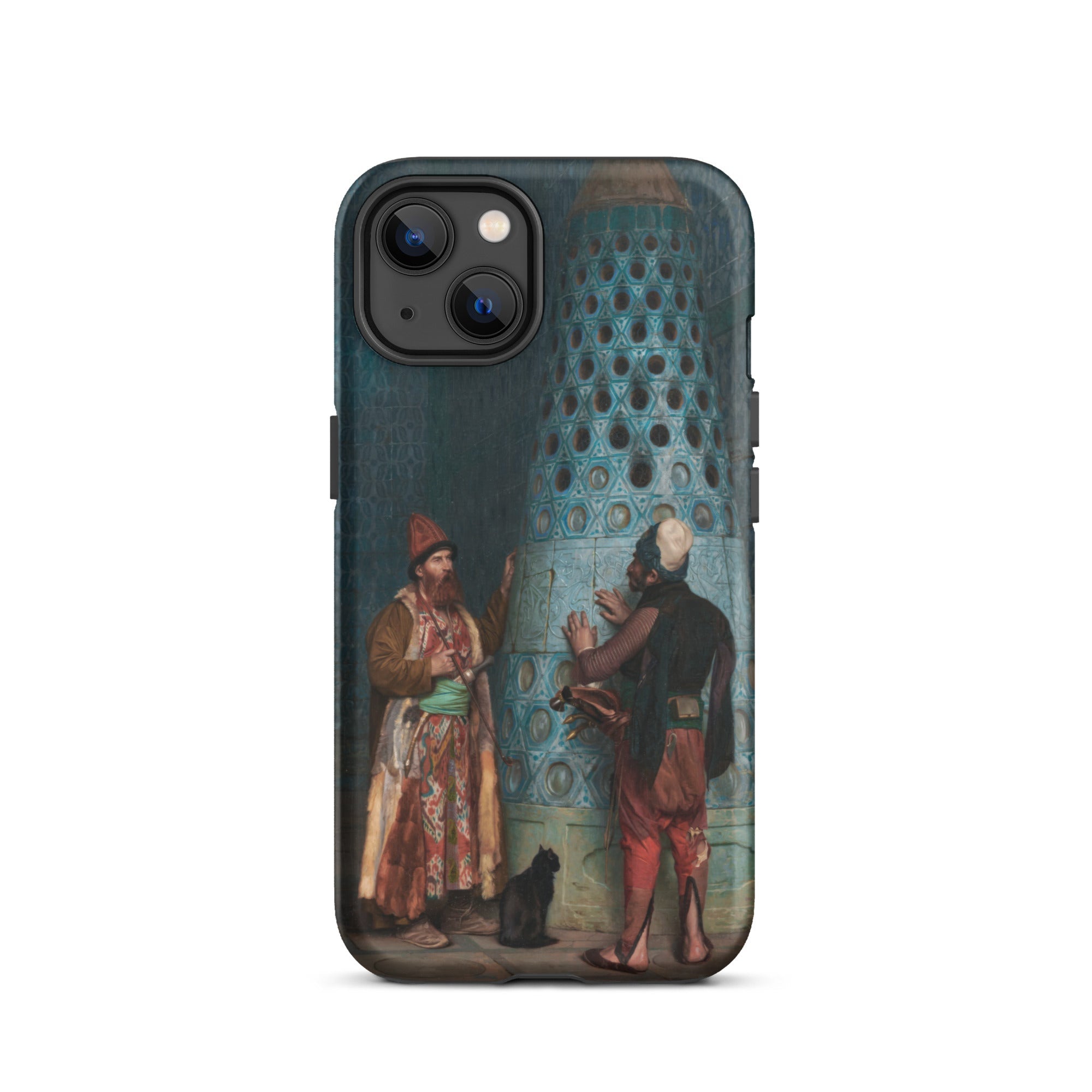 Before the Audience Jean Leon Gerome Iphone Case, 13 / Matte, Smartphone Case Historical Painting Two Men Black Cat