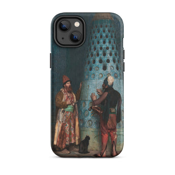 Before the Audience - Jean Leon Gerome Iphone Case, 14 Plus / Matte, Phone Case Classical Painting Two Men Cat Tiled