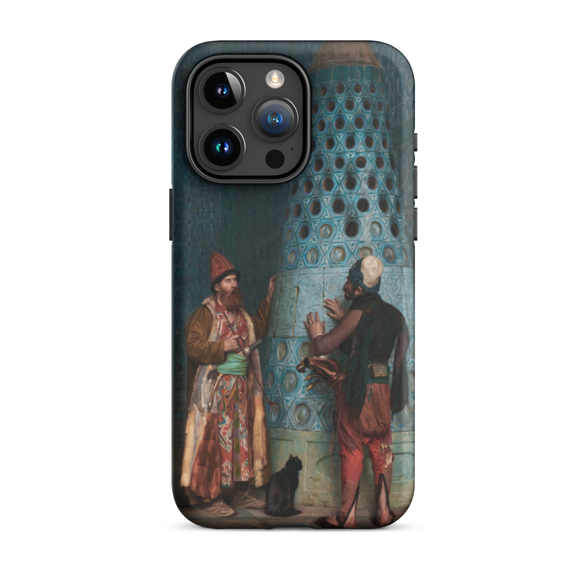Before the Audience Jean Leon Gerome Iphone Case, 15 Pro Max / Matte, Iphone Case Painting Two Men Black Cat Tiled