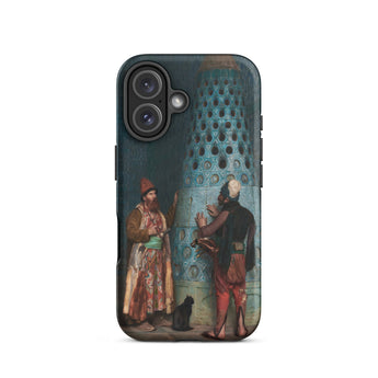 Before the Audience - Jean Leon Gerome Iphone Case, 16 / Matte, Black Smartphone Case Antique Painting Two Men Cat