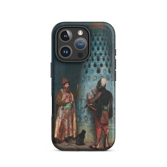 Before the Audience - Jean Leon Gerome Iphone Case, 16 Pro / Matte, Black Smartphone Case Historical Painting Two Men Cat