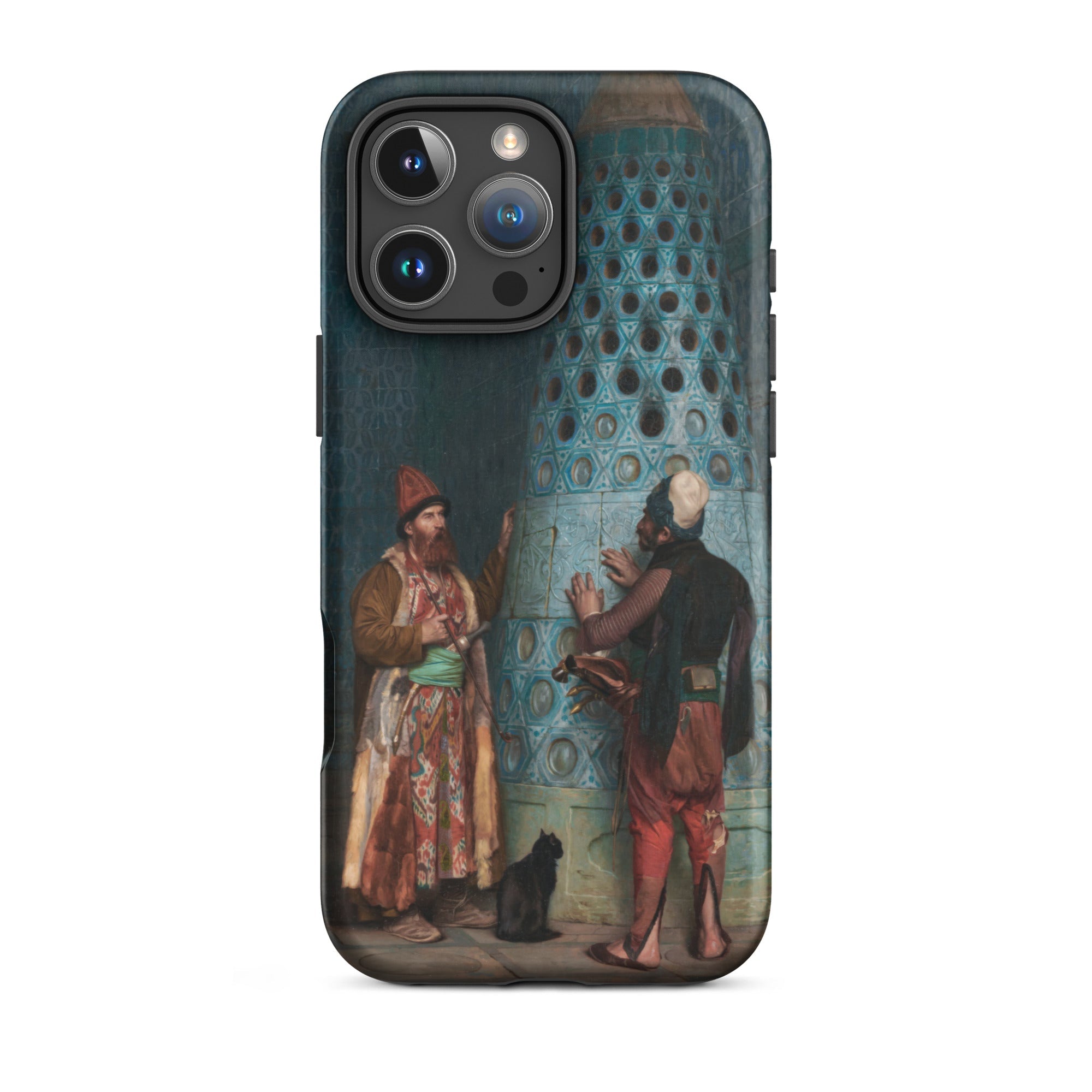 Before the Audience Jean Leon Gerome Iphone Case, 16 Pro Max / Matte, Black Smartphone Case Painting Two Men Cat Decorative