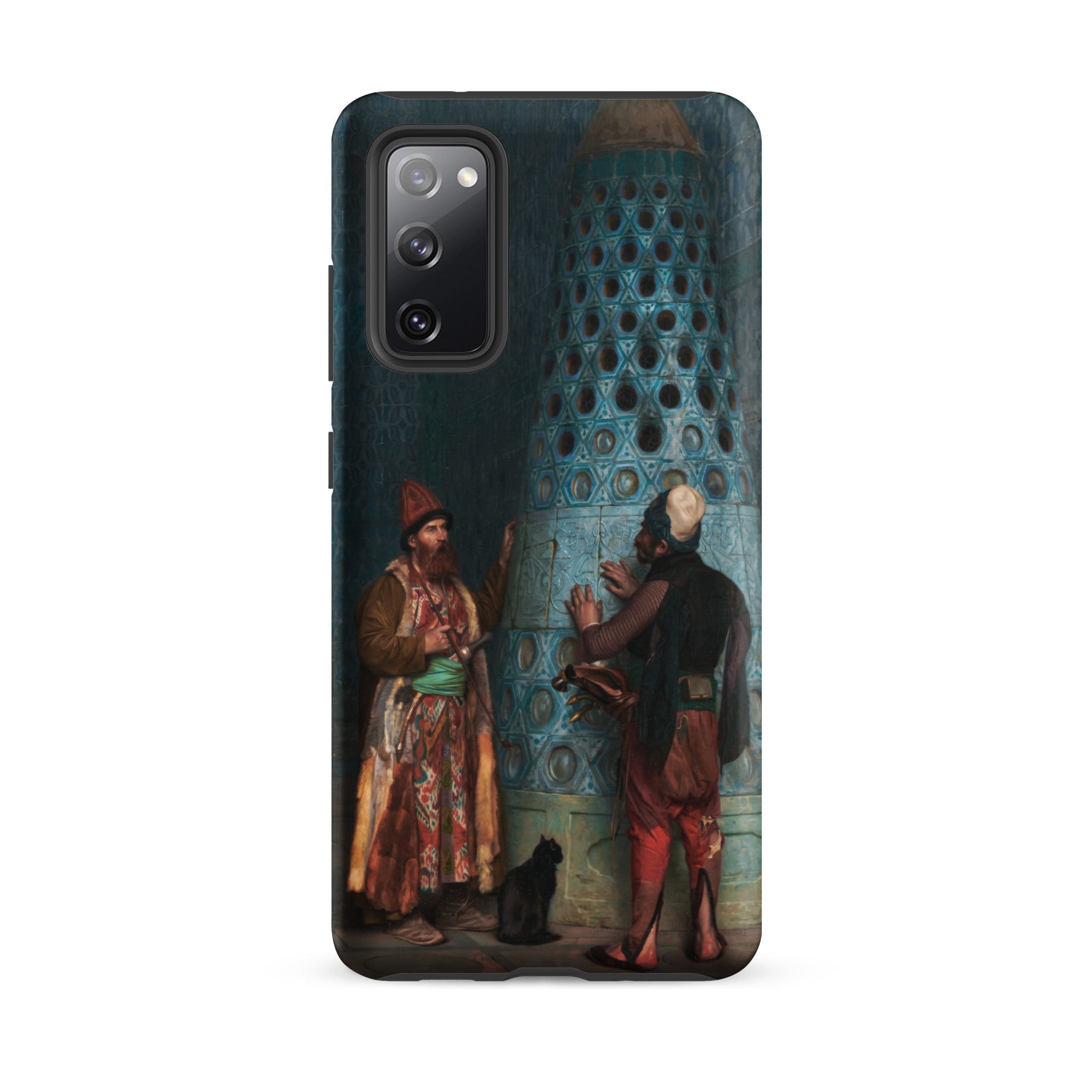 Before the Audience Jean Leon Gerome Samsung Case, Galaxy S20 Fe / Matte, Black Smartphone Case Classical Painting Two Men Cat