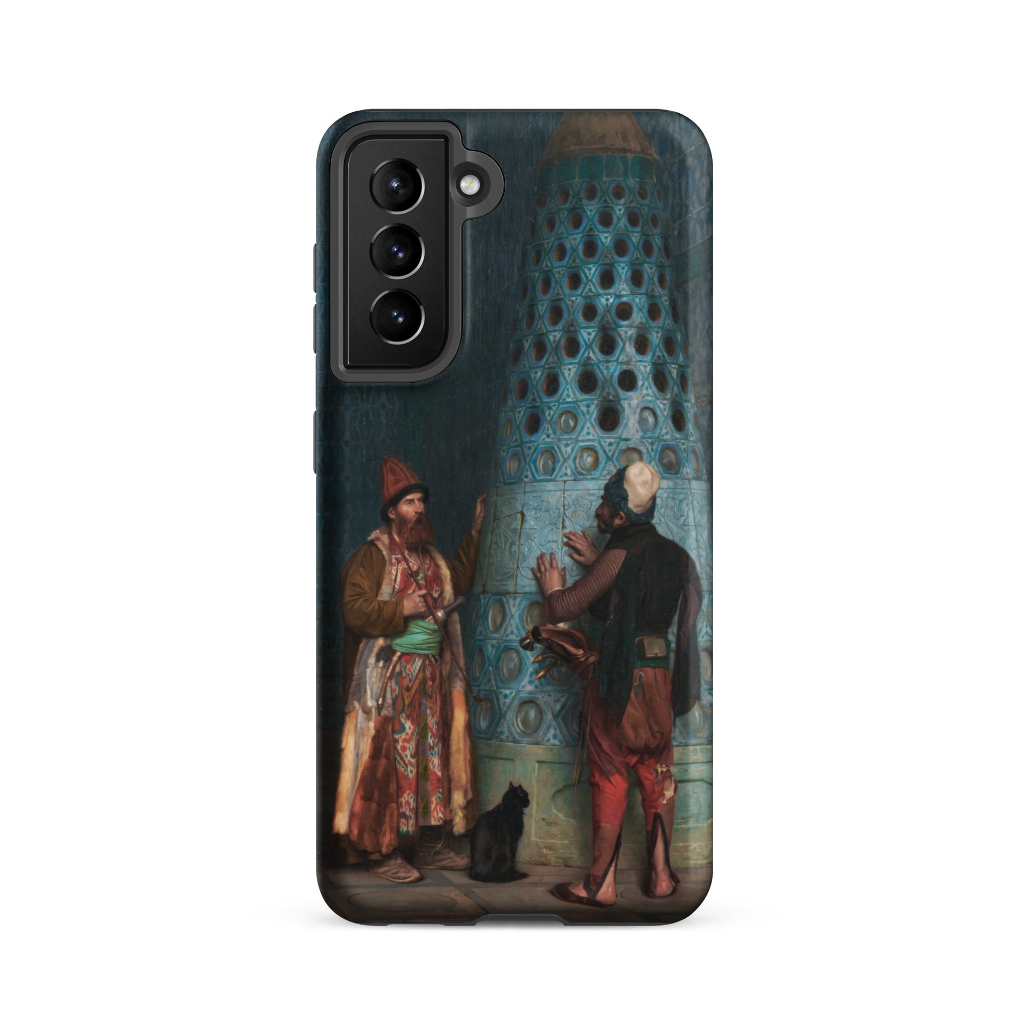 Before the Audience Jean Leon Gerome Samsung Case, Galaxy S21 Fe / Matte, Smartphone Case Historical Painting Two Men Cat Intricately
