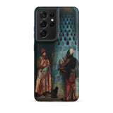 Before the Audience - Jean Leon Gerome Samsung Case, Galaxy S21 Ultra / Matte, Smartphone Case Classical Painting Two Men Cat